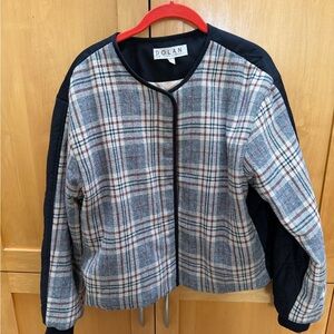 Anthropologie Dolan Left Coast Fabric Mix Quilted Jacket Women's Size L Black